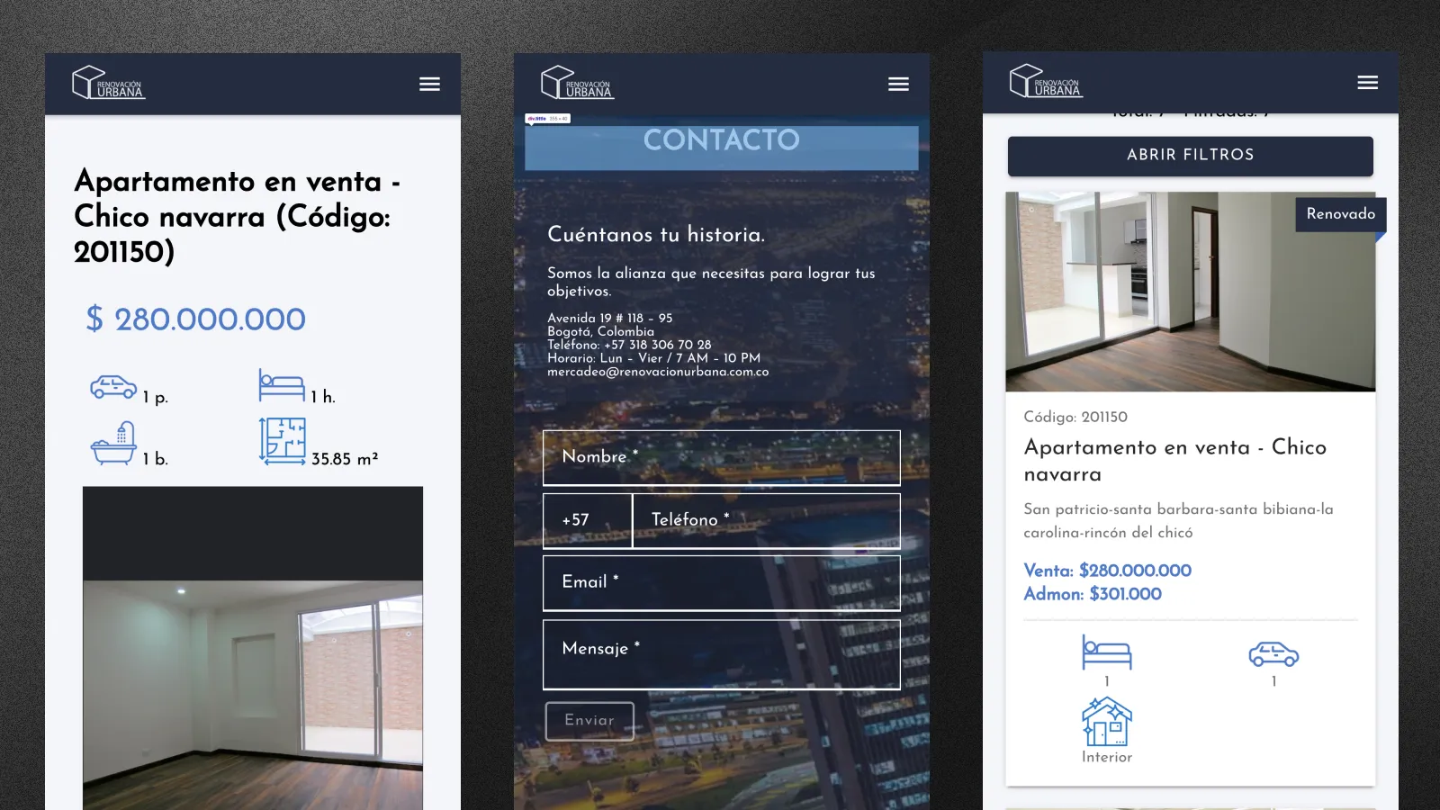 Real estate mobile website